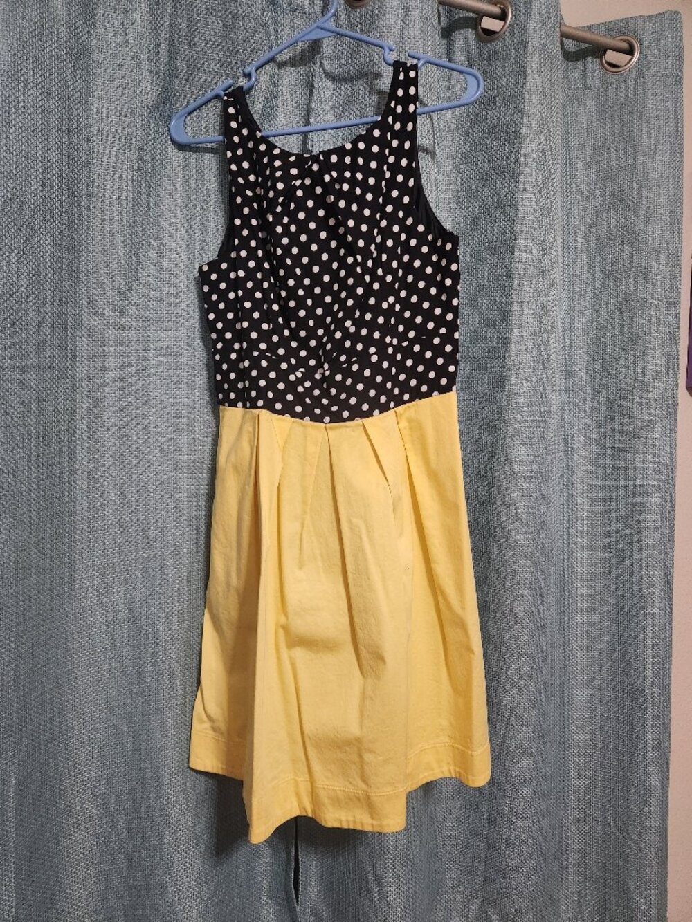Corey P. Colorblock Pleated Dress w/ Polka Dots- Size 12